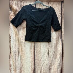 Zara Black Lace V-Neck Blouse